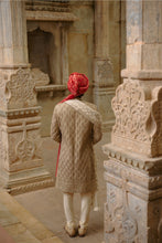 Load image into Gallery viewer, Gold Twill Woven Sherwani Gold Embroidery