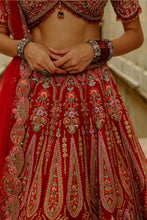Load image into Gallery viewer, Red Raw Silk Multi-Resham Embroidery Lehenga Set