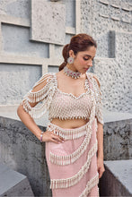 Load image into Gallery viewer, Blush Pink Pearl Tassel sari