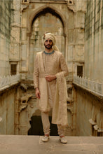 Load image into Gallery viewer, Gold Woven Banarasi Sherwani Set