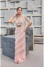 Load image into Gallery viewer, Blush Pink Pearl Tassel sari