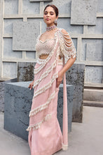 Load image into Gallery viewer, Blush Pink Pearl Tassel sari
