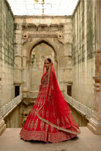 Load image into Gallery viewer, Red Satin Silk Lehenga Set
