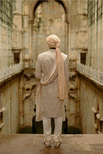 Load image into Gallery viewer, Light Beige Raw Silk Sherwani Set