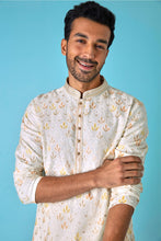 Load image into Gallery viewer, Leafy Affai Ivory Kurta with Leaf Motifs in Yellow, Peach, and White