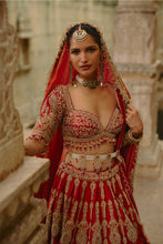 Load image into Gallery viewer, Red Lehenga With Dori Work
