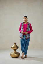 Load image into Gallery viewer, Royal Blue Patola Short Jacket With Dhoti Skirt Set