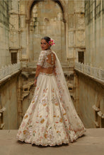 Load image into Gallery viewer, Cream Raw Silk Gota Lehenga Set