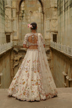 Load image into Gallery viewer, Cream Raw Silk Gota Lehenga Set