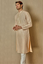 Load image into Gallery viewer, Cream Dream: Tussar Silk Kurta with Resham, Lurex, Zari, and Sequin Embroidery