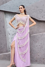 Load image into Gallery viewer, Lavender Pink Pearl tassel sari