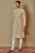 Load image into Gallery viewer, Cream Dream: Tussar Silk Kurta with Resham, Lurex, Zari, and Sequin Embroidery