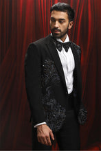 Load image into Gallery viewer, Black Velvet Blazer with 3D Metal Embellishments