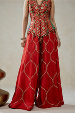 Load image into Gallery viewer, Red Patola Silk With Worked Sharara Set