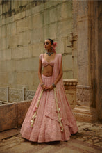 Load image into Gallery viewer, Pink Net Lehenga Set