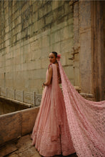 Load image into Gallery viewer, Pink Net Lehenga Set