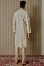 Load image into Gallery viewer, Ivory Opulence: Chanderi Silk Kurta with Sequin, Dabka, Moti, and Resham Embroidery
