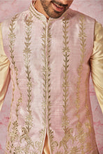 Load image into Gallery viewer, Pink Raw Silk Bundi with Cotton Silk Kurta Set