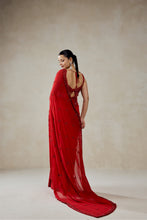 Load image into Gallery viewer, Red Georgette Saree Set