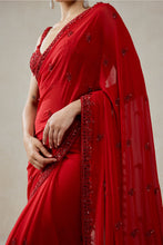 Load image into Gallery viewer, Red Georgette Saree Set