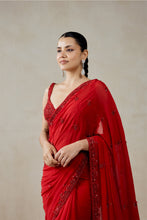Load image into Gallery viewer, Red Georgette Saree Set