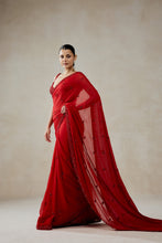 Load image into Gallery viewer, Red Georgette Saree Set