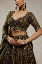 Load image into Gallery viewer, Mehendi Green Lehenga Set