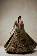 Load image into Gallery viewer, Mehendi Green Lehenga Set