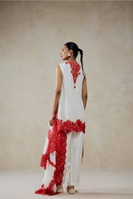 Load image into Gallery viewer, White Georgette With Red Shandlay Net Suit Set