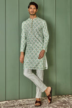 Load image into Gallery viewer, Pastel Delight Light Green Jaquard Round Design Kurta