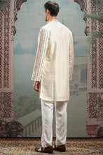 Load image into Gallery viewer, Ivory Floral Embroidered Silk Kurta