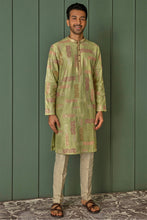 Load image into Gallery viewer, Olive Abstract Sequins Dream Chanderi Silk Kurta