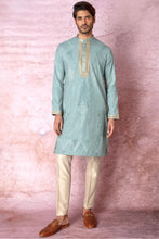 Load image into Gallery viewer, Teal Zari Symphony Chanderi Silk Kurta