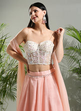 Load image into Gallery viewer, Peach and Ivory Corset set