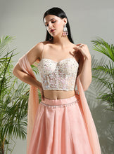 Load image into Gallery viewer, Peach and Ivory Corset set