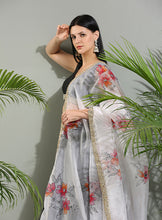 Load image into Gallery viewer, Black raw silk lehenga set with hand painted dupatta