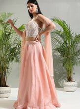 Load image into Gallery viewer, Peach and Ivory Corset set