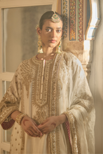 Load image into Gallery viewer, Zoya - Dabka Zardozi Embroidered Rich Banarasi Kalidaar Daisy Ivory Long Chauga Set