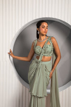 Load image into Gallery viewer, LIGHT OLIVE GREEN SAREE