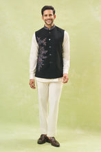Load image into Gallery viewer, Black Embroidered Nehru Jacket