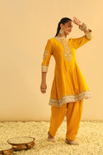 Load image into Gallery viewer, Amani - Mustard A-line Kurta with Salwar & Dupatta