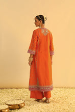 Load image into Gallery viewer, Mayra - Orange Long Kurta with Palazzo & Dupatta