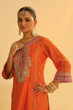 Load image into Gallery viewer, Mayra - Orange Long Kurta with Palazzo & Dupatta