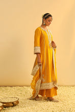 Load image into Gallery viewer, Asmira - Mustard Long Kurta with Palazzo & Dupatta