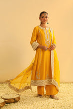 Load image into Gallery viewer, Asmira - Mustard Long Kurta with Palazzo & Dupatta