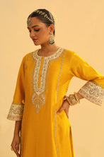 Load image into Gallery viewer, Asmira - Mustard Long Kurta with Palazzo & Dupatta
