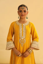 Load image into Gallery viewer, Asmira - Mustard Long Kurta with Palazzo & Dupatta