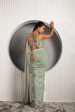 Load image into Gallery viewer, LIGHT OLIVE GREEN SAREE