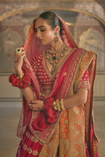 Load image into Gallery viewer, Maira - Dabka Zardozi Embroidered Raw Silk Hotpink Bridal Lehenga Set