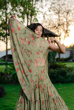 Load image into Gallery viewer, Pista Green Printed & Embroidered Lehenga Set